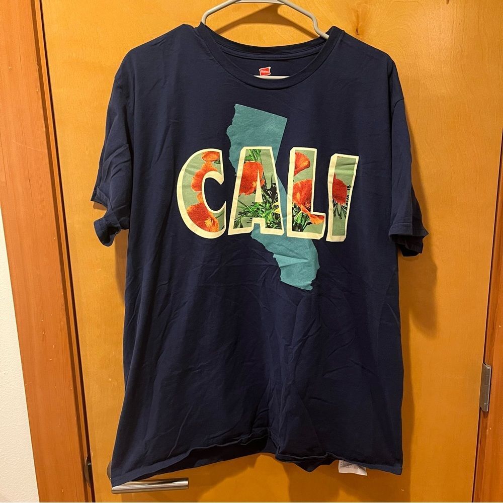 Mens hanes cali California tshirt xxl blue
